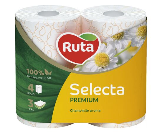 Туалетний папір Ruta Selecta з ароматом ромашки 3 шари 4 рулони (4820023744493)