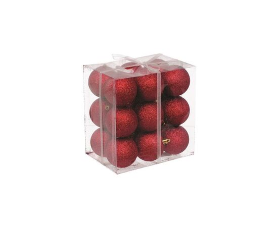 Елочная игрушка Jumi 18 шт (6 см) с блестками, красный (5900410791206)