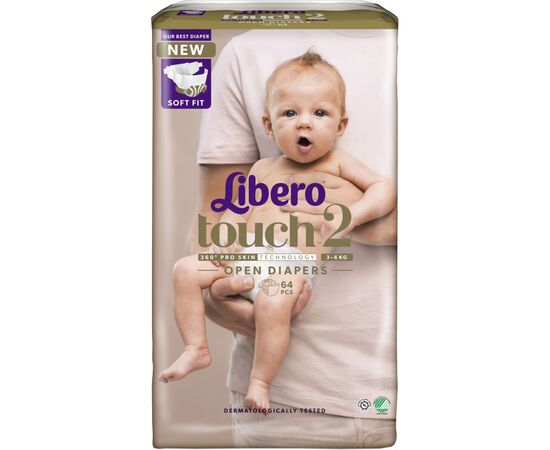 Подгузник Libero Touch 2 3-6 кг 64 шт. (7322541070742), изображение 2 Подгузник Libero Touch 2 3-6 кг 64 шт. (7322541070742), изображение 2