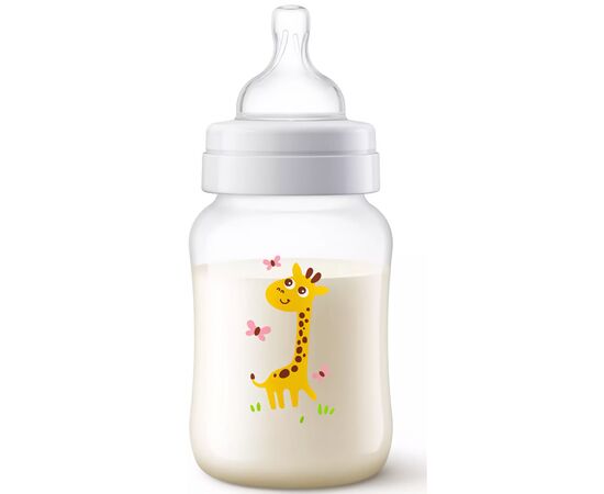 Бутылочка для кормления Philips AVENT Anti-colic с декором Жираф 260 мл (SCF821/12), изображение 2 Бутылочка для кормления Philips AVENT Anti-colic с декором Жираф 260 мл (SCF821/12), изображение 2