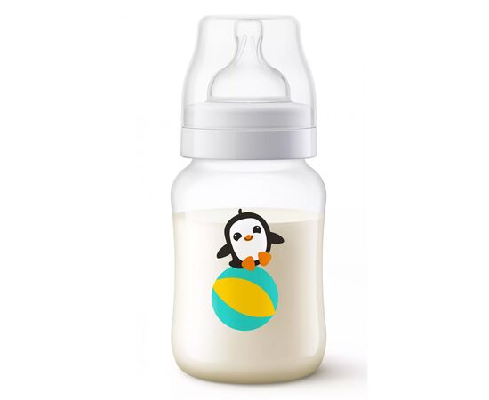 Бутылочка для кормления Philips AVENT Anti-colic с декором пингвина 260 мл (SCF821/13), изображение 3 Бутылочка для кормления Philips AVENT Anti-colic с декором пингвина 260 мл (SCF821/13), изображение 3
