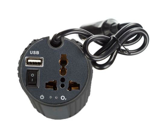 Автомобильный инвертор Porto 12V/220V 150W, USB, ионизатор, Black (MNY-150B), изображение 3 Автомобильный инвертор Porto 12V/220V 150W, USB, ионизатор, Black (MNY-150B), изображение 3