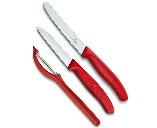 Набор ножей Victorinox SwissClassic из 3 предметов Красный с овощечисткой (6.7111.31)