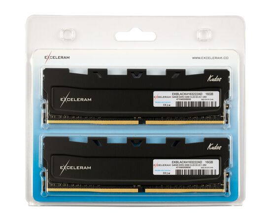 Модуль пам'яті для комп'ютера DDR4 16GB (2x8GB) 3200 MHz Black Kudos eXceleram (EKBLACK4163222AD), зображення 2 Модуль пам'яті для комп'ютера DDR4 16GB (2x8GB) 3200 MHz Black Kudos eXceleram (EKBLACK4163222AD), зображення 2
