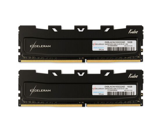 Модуль пам'яті для комп'ютера DDR4 16GB (2x8GB) 3200 MHz Black Kudos eXceleram (EKBLACK4163222AD)