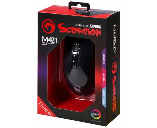 Мышка Marvo M421 Multi-LED USB Black (M421), изображение 9 Мышка Marvo M421 Multi-LED USB Black (M421), изображение 9