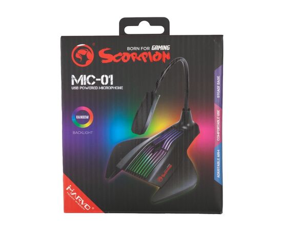 Микрофон Marvo MIC-01 Multi-LED USB Black (MIC-01), изображение 4 Микрофон Marvo MIC-01 Multi-LED USB Black (MIC-01), изображение 4