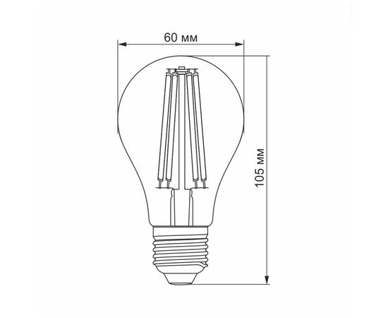 Лампочка Videx Filament A60FA 10W E27 2200K 220V (VL-A60FA-10272), изображение 3 Лампочка Videx Filament A60FA 10W E27 2200K 220V (VL-A60FA-10272), изображение 3