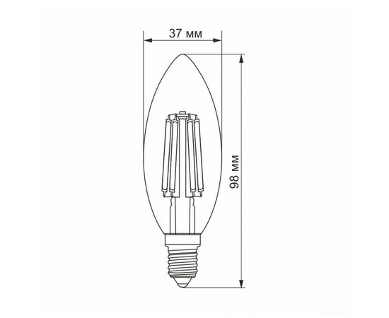 Лампочка Videx Filament C37F 6W E14 3000K 220V (VL-C37F-06143), изображение 3 Лампочка Videx Filament C37F 6W E14 3000K 220V (VL-C37F-06143), изображение 3