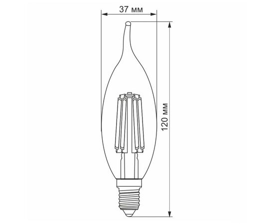 Лампочка Videx Filament C37FtA 6W E14 2200K 220V (VL-C37FtA-06142), изображение 3 Лампочка Videx Filament C37FtA 6W E14 2200K 220V (VL-C37FtA-06142), изображение 3