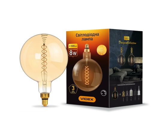 Лампочка Videx Filament G200FASD 8W E27 2200K 220V (VL-G200FASD-08272), изображение 2 Лампочка Videx Filament G200FASD 8W E27 2200K 220V (VL-G200FASD-08272), изображение 2