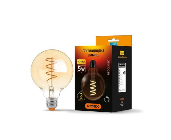 Лампочка Videx Filament G95FASD 5W E27 2200K 220V (VL-G95FASD-05272), изображение 2 Лампочка Videx Filament G95FASD 5W E27 2200K 220V (VL-G95FASD-05272), изображение 2