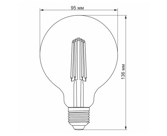 Лампочка Videx Filament G95FD 7W E27 4100K 220V (VL-G95FD-07274), изображение 3 Лампочка Videx Filament G95FD 7W E27 4100K 220V (VL-G95FD-07274), изображение 3