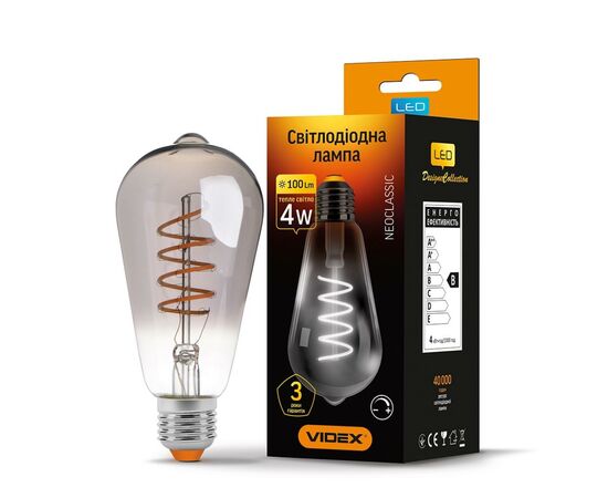 Лампочка Videx Filament ST64FGD 4W E27 2100K 220V (VL-ST64FGD-04272), изображение 2 Лампочка Videx Filament ST64FGD 4W E27 2100K 220V (VL-ST64FGD-04272), изображение 2