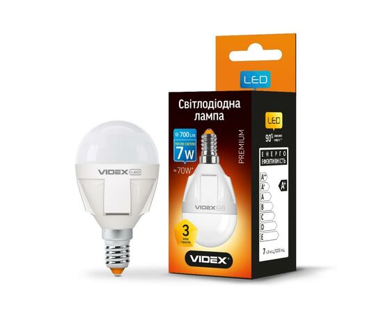 Лампочка Videx G45 7W E14 3000K 220V (VL-G45-07143), изображение 2 Лампочка Videx G45 7W E14 3000K 220V (VL-G45-07143), изображение 2