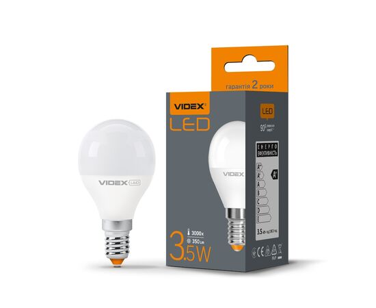Лампочка Videx LED G45e 3.5W E14 3000K 220V (VL-G45e-35143), изображение 2 Лампочка Videx LED G45e 3.5W E14 3000K 220V (VL-G45e-35143), изображение 2