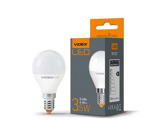 Лампочка Videx LED G45e 3.5W E14 4100K 220V (VL-G45e-35144), изображение 2 Лампочка Videx LED G45e 3.5W E14 4100K 220V (VL-G45e-35144), изображение 2