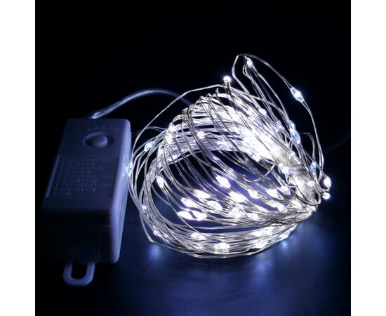 Гирлянда Novogod`ko нить на медн. провода, 100 LED, холодн.белый, 10 м, 8 реж. (973786)