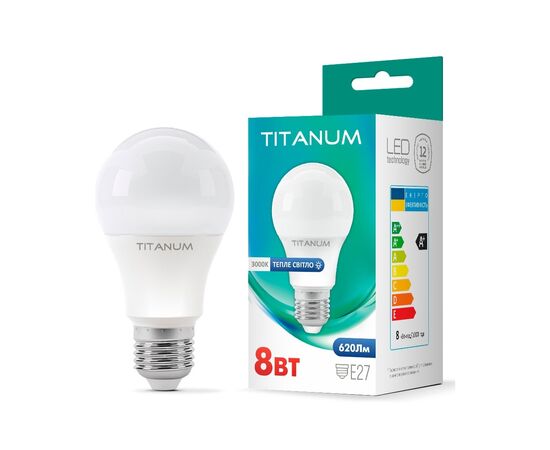 Лампочка TITANUM A60 8W E27 3000K (TLA6008273)