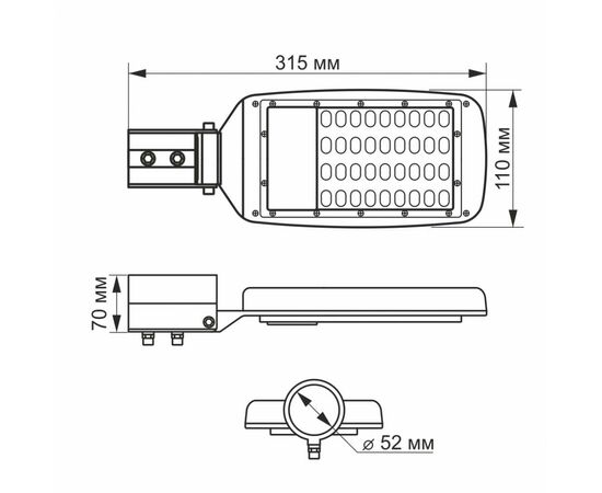 Светильник Videx LED уличный 30W 5000K 220V (VL-SLe13-305G), изображение 3 Светильник Videx LED уличный 30W 5000K 220V (VL-SLe13-305G), изображение 3