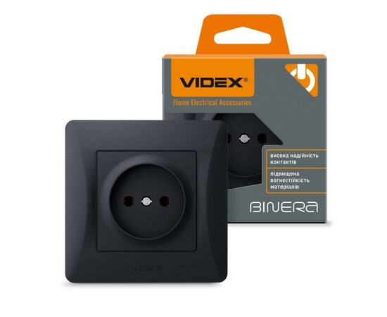 Розетка Videx BINERA 1ая черн (VF-BNSK1-BG), изображение 4 Розетка Videx BINERA 1ая черн (VF-BNSK1-BG), изображение 4