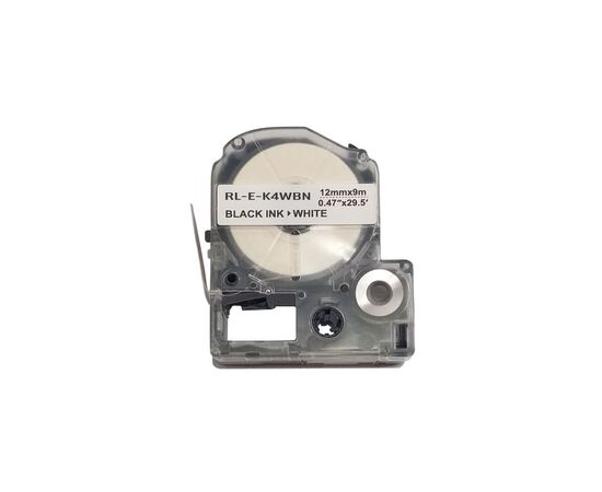 Лента для принтера этикеток UKRMARK RL-E-K4WBN-BK/WT, аналог LK4WBN. 12 мм х 9 м (CELK4WBN)