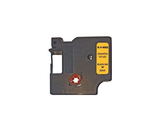 Стрічка для принтера етикеток UKRMARK RL-D-45023P-BK/GO, аналог DYMO S0720630, 12мм х 7м. (CD45023P)