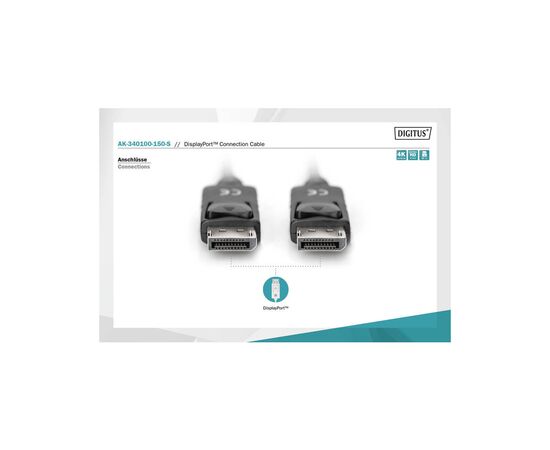 Кабель мультимедийный Display Port to Display Port 15.0m ASSMANN Digitus (AK-340100-150-S), изображение 3 Кабель мультимедийный Display Port to Display Port 15.0m ASSMANN Digitus (AK-340100-150-S), изображение 3