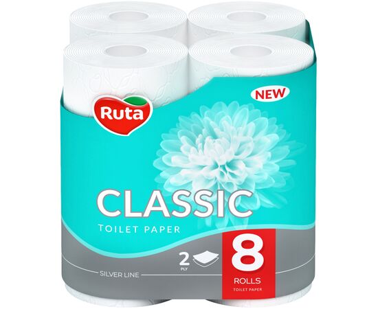Туалетная бумага Ruta Classic 2 слоя Белая 8 рулонов (4820023740488)