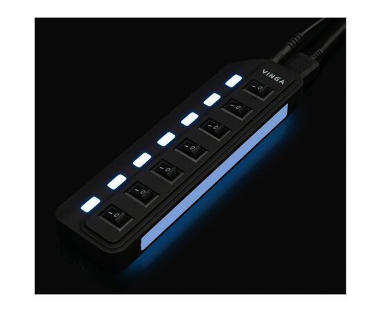 Концентратор Vinga USB3.0 to 7*USB3.0 HUB with switch and power adapter (VHA3A7SP), изображение 4 Концентратор Vinga USB3.0 to 7*USB3.0 HUB with switch and power adapter (VHA3A7SP), изображение 4