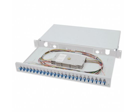 Патч-панель Digitus оптическая 1U-24xLC duplex, Splice Cass, OS2 Color Pigtails, (DN-96332/9)