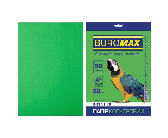 Бумага Buromax А4, 80g, INTENSIVE green, 50sh (BM.2721350-04)
