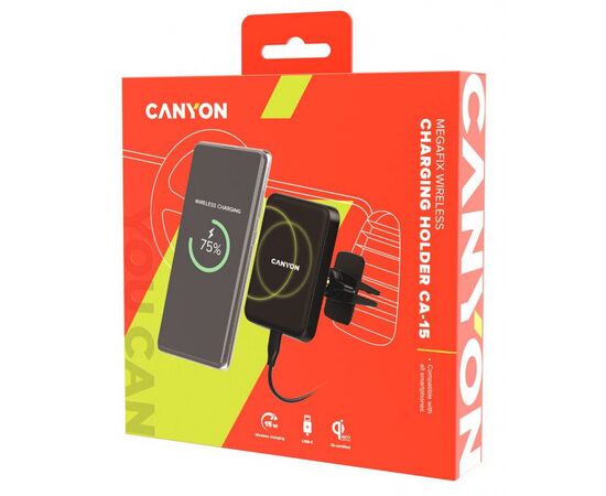 Універсальний автотримач Canyon Car holder and wireless charger MegaFix, C-15, 15W (CNE-CCA15B), зображення 5 Універсальний автотримач Canyon Car holder and wireless charger MegaFix, C-15, 15W (CNE-CCA15B), зображення 5