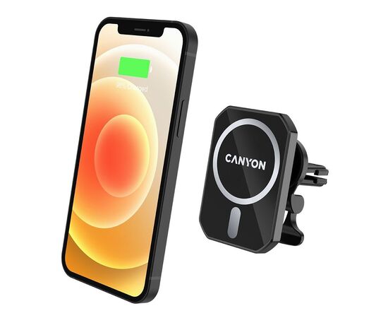 Универсальный автодержатель Canyon Magnetic car holder and wireless charger, C-15-01, 15W (CNE-CCA15B01), изображение 3 Универсальный автодержатель Canyon Magnetic car holder and wireless charger, C-15-01, 15W (CNE-CCA15B01), изображение 3