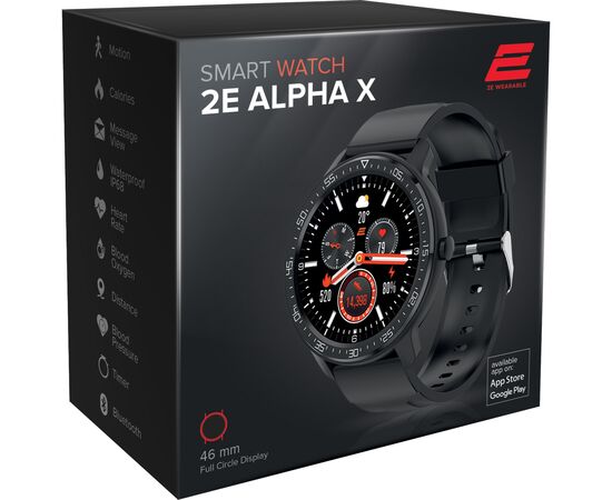 Смарт-часы 2E Alpha X 46 mm Black-Silver (2E-CWW30BKSL), изображение 3 Смарт-часы 2E Alpha X 46 mm Black-Silver (2E-CWW30BKSL), изображение 3