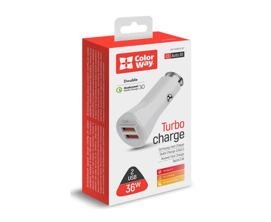 Зарядное устройство ColorWay 2USB Quick Charge 3.0 (36W (CW-CHA011Q-WT), изображение 6 Зарядное устройство ColorWay 2USB Quick Charge 3.0 (36W (CW-CHA011Q-WT), изображение 6