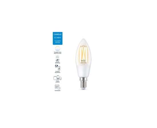 Розумна лампочка WiZ E14 4.9W(40W 470Lm) C35 2700-6500 філаментна Wi-Fi (929003017601), зображення 7 Розумна лампочка WiZ E14 4.9W(40W 470Lm) C35 2700-6500 філаментна Wi-Fi (929003017601), зображення 7