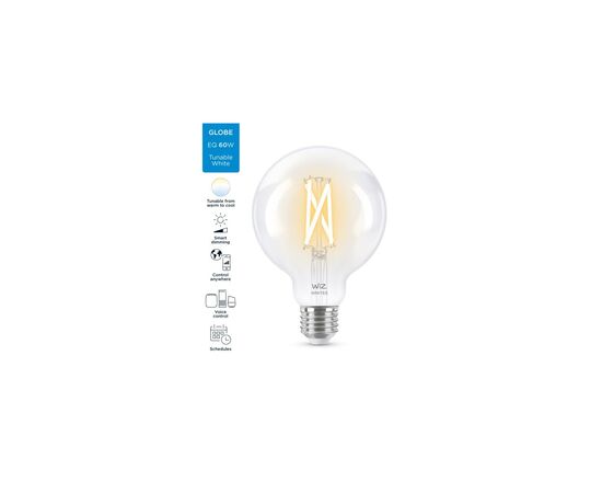 Умная лампочка WiZ E27 7W(60W 806Lm) G95 2700-6500 филаментная Wi-Fi (929003018201), изображение 7 Умная лампочка WiZ E27 7W(60W 806Lm) G95 2700-6500 филаментная Wi-Fi (929003018201), изображение 7