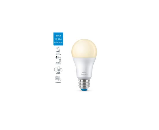 Умная лампочка WiZ E27 8W(60W 806Lm) A60 2700K диммируемая Wi-Fi (929002450202), изображение 5 Умная лампочка WiZ E27 8W(60W 806Lm) A60 2700K диммируемая Wi-Fi (929002450202), изображение 5
