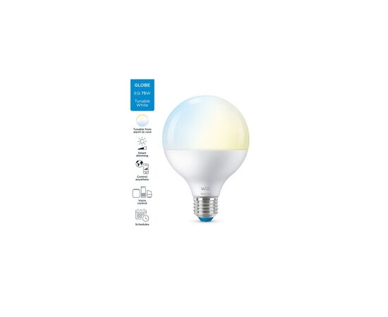 Умная лампочка WiZ E27 11W(75W 1055Lm) G95 2700-6500K Wi-Fi (929002451002), изображение 7 Умная лампочка WiZ E27 11W(75W 1055Lm) G95 2700-6500K Wi-Fi (929002451002), изображение 7