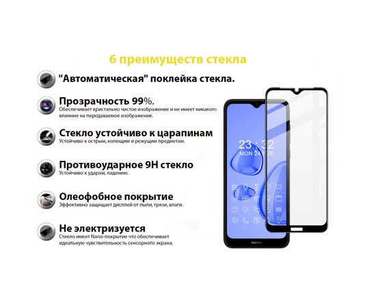 Стекло защитное BeCover Nokia C30 Black (706903), изображение 3 Стекло защитное BeCover Nokia C30 Black (706903), изображение 3