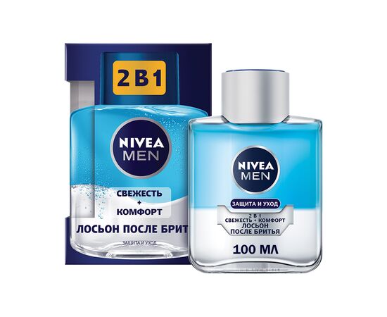 Лосьон после бритья Nivea Men 2 в 1 Свежесть и Комфорт 100 мл (4005900361479), изображение 2 Лосьон после бритья Nivea Men 2 в 1 Свежесть и Комфорт 100 мл (4005900361479), изображение 2