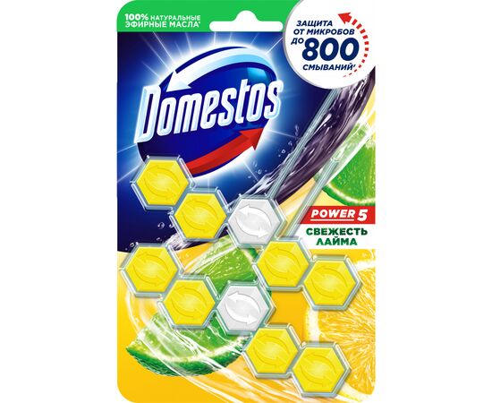 Туалетный блок Domestos Power 5 Свежесть Лайма 2 х 55 г (8710447326039)
