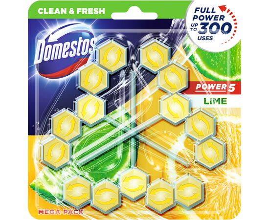 Туалетний блок Domestos Power 5 Свіжість Лайма 3 х 55 г (8710908736490)
