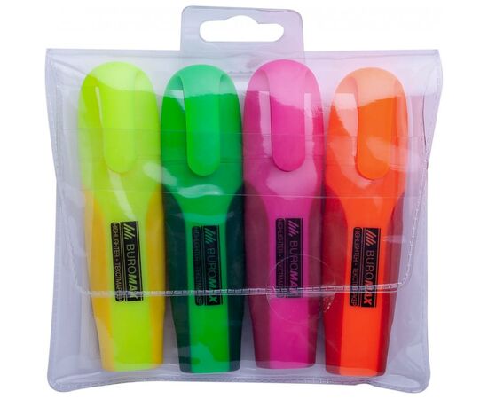 Маркер Buromax highlighter pen, NEON, chisel tip, SET 4 colors (BM.8904-84), изображение 3 Маркер Buromax highlighter pen, NEON, chisel tip, SET 4 colors (BM.8904-84), изображение 3