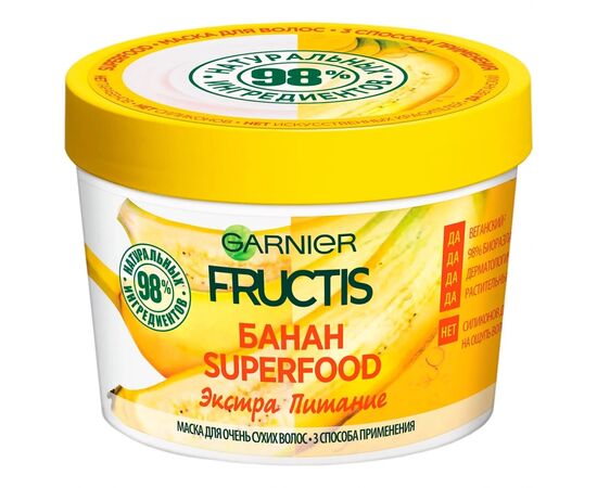Маска для волосся Garnier Fructis Superfood Банан для дуже сухого волосся 390 мл (3600542258852)