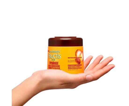 Маска для волосся Garnier Fructis Потрійне відновлення 300 мл (3600542032988), зображення 2 Маска для волосся Garnier Fructis Потрійне відновлення 300 мл (3600542032988), зображення 2