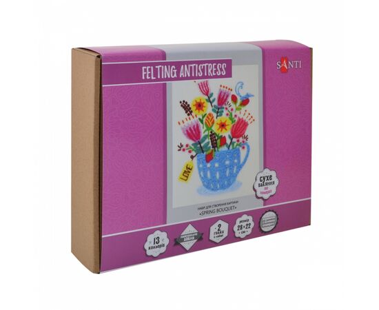 Набор для творчества Santi Spring Bouquet техника валяния 28*22 см (742428)
