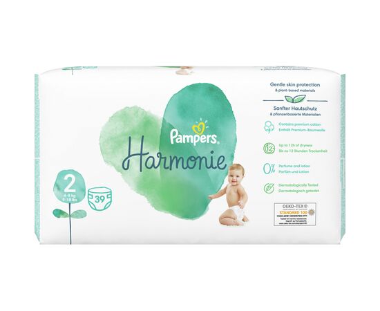 Подгузник Pampers Harmonie Mini Размер 2 (4-8 кг) 39 шт (8006540156551), изображение 2 Подгузник Pampers Harmonie Mini Размер 2 (4-8 кг) 39 шт (8006540156551), изображение 2
