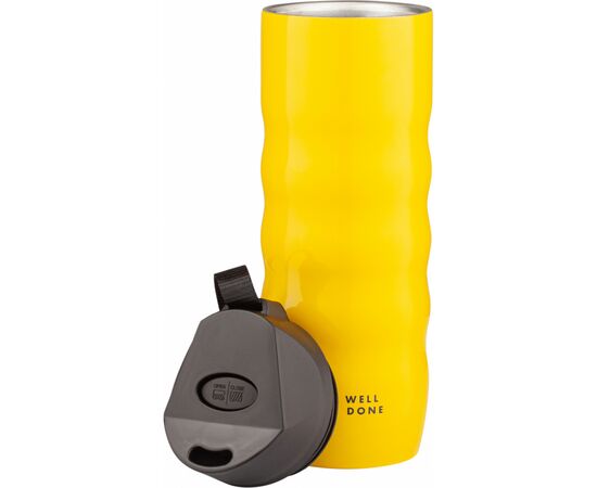 Термокружка Well Done 480 мл Yellow (WD-7084Y), изображение 2 Термокружка Well Done 480 мл Yellow (WD-7084Y), изображение 2